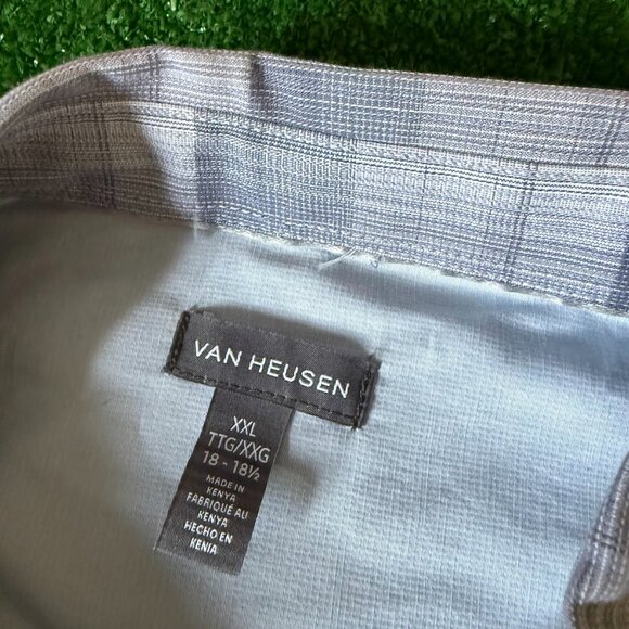 Van Heusen Short Sleeve Button Up Plaid Gray Easy Care Shirt Big Size XXL NEW - Picture 10 of 15